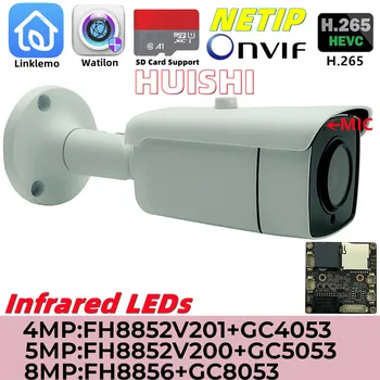 8/5/4MP FH8856+GC8053 Luz Infravermelha Built-In MIC de Áudio por IP de Metal Câmera da Bala Onvif P2P NightVision Exterior Suporte de Cartão SD