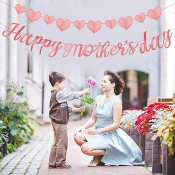 Feliz Dia das mães Faixa cor-de-Rosa HeartBanner para o Presente do Dia da Mãe a Decoração do Partido Thansk Mãe Banner