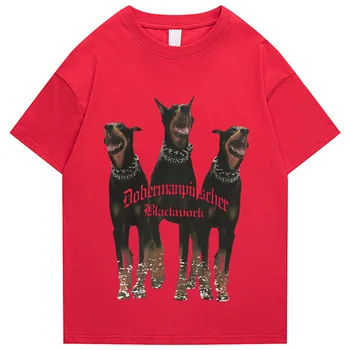 Mulher de grandes dimensões T-shirt de Rua Hip Hop Rottweiler Du Binquan Impresso T-shirt Harajuku Algodão Casual de Verão de Manga Curta T-shirts