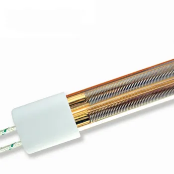 quartzo de aquecimento do tubo de linha dupla de halogênio, lâmpada infravermelha aquecedor de onda curta onda média, elemento de aquecimento quartzo 220V 1000W 490mm