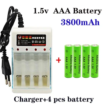 100% Novo de 3800mAh Pilha Alcalina AAA AAA bateria recarregável de Brinquedo de Controle Remoto Batery alarme de Fumaça com carregador