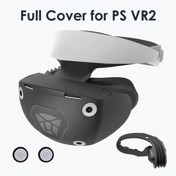 2em1 Tampa do Caso para o PS VR 2 Acessórios de Proteção da Pele do Corpo Completo Estojo + Facial Interior Anti-risco Silicone PSVR2 Accessoires