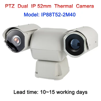 Detecção de 5km de longo alcance de sensor dual PTZ hot spots de alarme inteligente do ip câmera térmica com 40x, zoom automático visível o módulo de câmera de