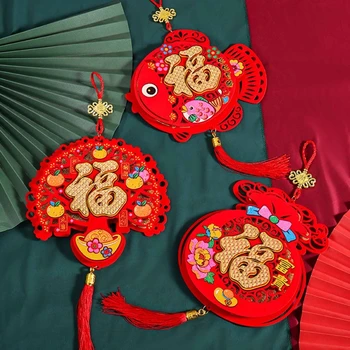 Chinês Nó de Borla Ano Novo Decoração de Parede Tradicional Portas de Suspensão Pingente de Enfeites para a Festa da Primavera do Ano Novo Lunar X3UC