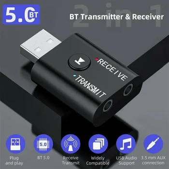 TR6 Bluetooth 5.0 Receptor Transmissor 2 EM 1 sem Fio de Áudio de 3,5 mm USB Aux Música Adaptador Para Carro alto-Falante do PC TV