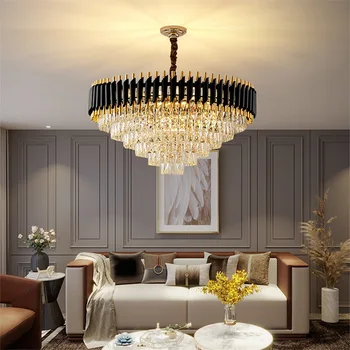 TEMOU de Luxo Lustre de Cristal da Lâmpada de Pingente Pós-moderna Casa de Luz LED dispositivo elétrico para Viver Sala de Jantar
