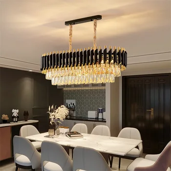 TEMOU de Luxo Lustre de Cristal da Lâmpada de Pingente Pós-moderna Casa de Luz LED dispositivo elétrico para Viver Sala de Jantar