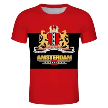 Da Cidade De Amesterdão, Bandeira T-Shirt Holanda Holanda Holandês Branco T-Shirt Para Homens De Nome Personalizado Logo Tee