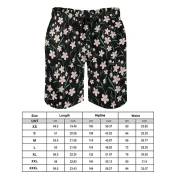 Cor-De-Rosa Floral Shorts De Ginástica Verão Botânico De Impressão Sportswear Praia De Calça Curta, Homem, Seca Rápido, Engraçado Gráfico Plus Size Praia Troncos