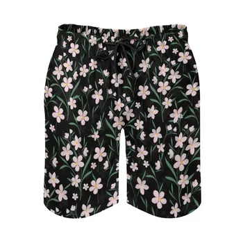 Cor-De-Rosa Floral Shorts De Ginástica Verão Botânico De Impressão Sportswear Praia De Calça Curta, Homem, Seca Rápido, Engraçado Gráfico Plus Size Praia Troncos