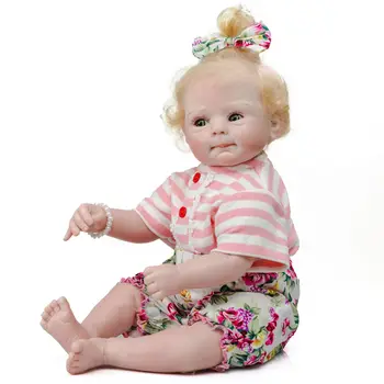 NPK 50CM mão enraizada, de cabelos loiros recém-nascido rosto doce e bebe reborn baby realista macio, fofinho bebê de alta qualidade boneca colecionável