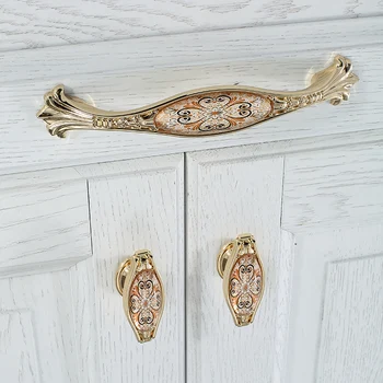Novo estilo Europeu, punho do armário maçaneta da porta do gabinete do punho da gaveta de madeira maciça roupeiro identificador de hardware