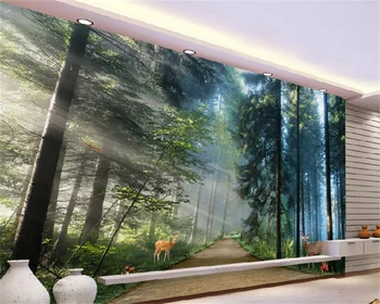Papel de parede papel de parede personalizado fresco da floresta elk TV da sala de estar de plano de fundo de parede decorativo pintura mural de fotos papier peint
