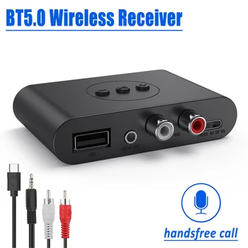 Bluetooth 5.0 Receptor U Disco RCA 3,5 mm Jack AUX Estéreo Adaptador sem Fio com Microfone Para o alto-Falante Amplificador de Áudio do Carro Transmissor