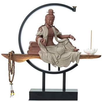 2023 Nova Cerâmica Guanyin Buda Refluxo Queimador De Incenso Com Lâmpada