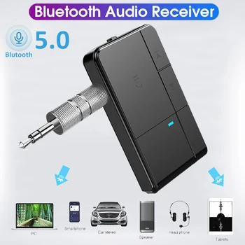 Bluetooth Adaptador de Áudio Bluetooth 5.0 Receptor Adaptador de 3.5 mm Jack Para o Carro de Música Aux Fone de ouvido mãos livres de Conversão de Áudio