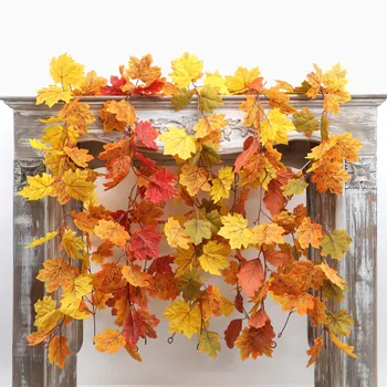 As Cores Do Outono Natural, Artificial Maple Leaf Festival De Decoração De Casa De Noiva Pendurado Na Parede De Vime Quarto Do Jardim Ao Ar Livre Plantas