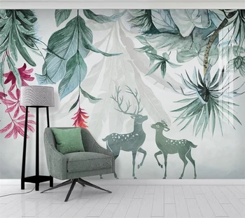 wellyu Personalizados grande mural Nórdicos ins verde de plantas tropicais, folha de bananeira elk fundo, sala de estar, quarto papel de parede de fundo
