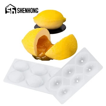 SHENHONG 3D Limão Design francês de Sobremesa Mousse de Frutas Moldes 6 Cavidade do Silicone Bolo de Moldes de Cozinha Bakeware de Pastelaria, Panificação Ferramentas