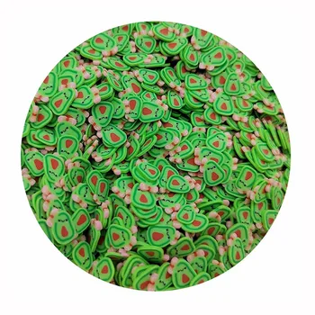 Bonito Artificial de Frutas Abacate Verde Grânulos de Polímero Macio Argila Encantos DIY Adesivos da Arte do Prego