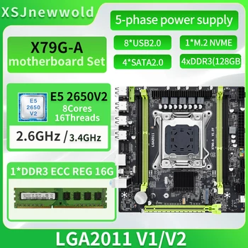 JINGSHA X79G-UMA placa-Mãe com o Kit de E5 2650V2 Processador memória DDR3 1*16G=16GB Dual Canais LGA2011 NVME M. 2 portas SATA 3.0 Xeon Kit