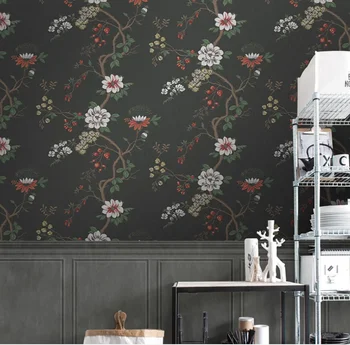 Personalizado murais vintage flores Pastoral estilo sem costura, papel de parede Sala Quarto-de-cabeceira de fundo Decorativo de parede
