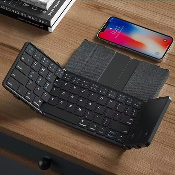 Portátil de Negócios teclado Dobrável Mini Teclado Bluetooth Compatível com Teclados sem Fio Recarregável para Ipad Telefone Tablet