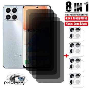 8in1 Privacidade de Vidro Temperado Para o Huawei Honor X8 X7 X9 9X 9I 9C 9A 8X 8C 8A Câmara de Protetor de Tela Para Honra 50 SE 20i 10i Lite