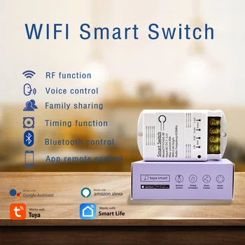Tuya wi-Fi Smart Switch Módulo de Relé 7-32V 85-250V RF Controle Remoto Vida Inteligente sem Fio Controle Remoto do Disjuntor Com Alexa Google