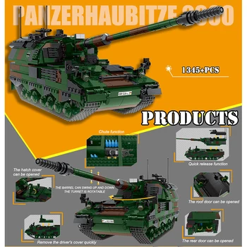 2 ª guerra mundial Militar na Alemanha Tanque de Blocos de Construção Panzerhaubitze 2000 Auto-Propelido Morteiros Batisbricks Presentes MOC Técnico Tijolos