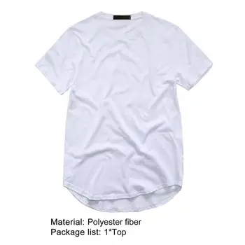 Os homens T-shirt de Cor Sólida Poliéster Respirável Manga Curta Blusa Pulôver para a Vida Diária de Varredura T-Shirt Curva de Bainha Longa linha de Tops