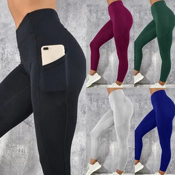 2023 Mulheres Ginásio Leggings Sexy Fitness Push-Up Cintura Alta Bolso Treino Slim Leggins Moda Casual Mujer Lápis, Calças