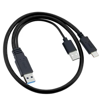 0,7 m USB 3.0 Macho Tipo-C-USB-C, com Alimentação USB 2.0 Y Cabo de Dados para o Laptop e Disco Rígido