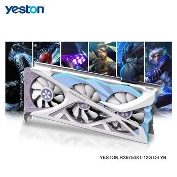 Yeston Radeon RX 6750 XT GPU de 12 gb GDDR6 192 bits 7nm 2600/18000MHz de Jogos de computador da área de Trabalho do PC de Vídeo Placas Gráficas DP/HD