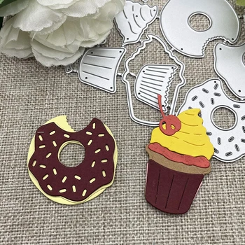 Novo Cupcake de decoração donut de Corte de Metal Morre Stencils Para DIY Scrapbooking Decorativos Artesanato Morrer Modelo de Corte de Molde