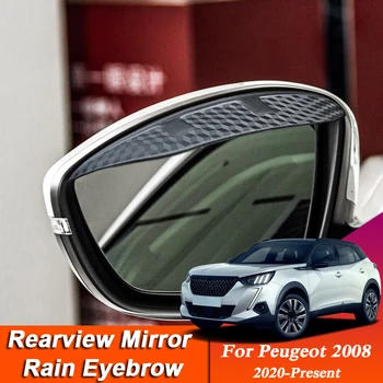 2pcs Carro-estilo da Peugeot 2008 2020-Presente de Fibra de Carbono, Espelho Retrovisor Sobrancelha Chuva Escudo Anti-chuva Viseira Auto Acessórios