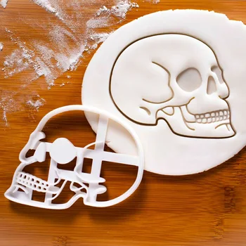 Biscoito de Molde Plástico do Crânio Branco Cozinhar Ferramenta DIY Cartoon Crânio Biscoitos Moldes Simples utensílios de Cozimento Acessórios