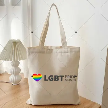 Impressão de amor Lgbt Mês do Orgulho Gay e Leisban Mulheres Dobrável Bolsa Grande Capacidade Portátil Casual Ambiental de Compras, Sacola
