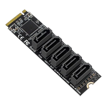Mais recentes M. 2 Chave JMB585 Para NVME Conversor Com SATAIII Cabo M. 2 (PCIe 3.0) 5 Portas SATA III 6G SSD Adaptador de Cartão
