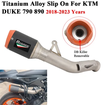 Para KTM DUKE 790 890 KTM790 KTM890 2018 - 2023 Moto liga de Titânio Liga de Escape, Escape de Ligação de Tubos de Fibra de Carbono Escapamento DB Killer