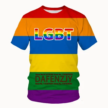 Colorido arco-íris LGBT Bandeira 3D Camiseta Para os Homens a Moda Hip Hop do Orgulho Gay em Paz Sinalizadores de Manga Curta Lésbicas Bandeira Tops