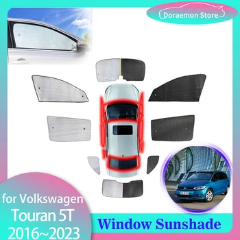 Completo Carro pára-Sol Tapete para a Volkswagen VW Touran 5T 2016~2023 para 2017 2018 janelas Laterais com guarda-Sol Viseira Capa de Cortina, Almofada de Acessórios