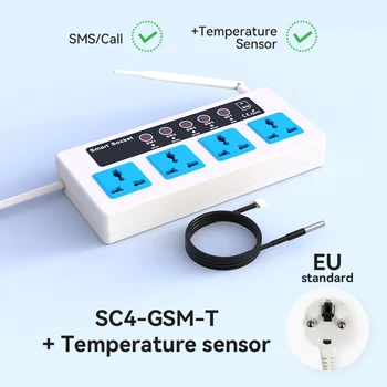SC4 GSM 4G SMS sem Fio 4 Tomadas Smart Switch Plugue de Alimentação do soquete do Módulo de Controlador de Y Sensor de Temperatura Opcional 10A