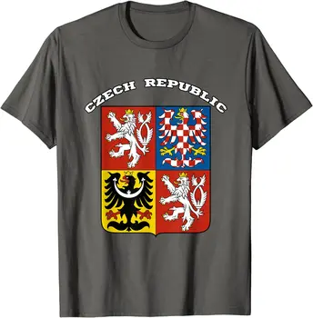 República checa Brasão de Armas, Bandeira Homens T-Shirt de Manga Curta Casual 100% Algodão O-Pescoço Camisetas de Verão