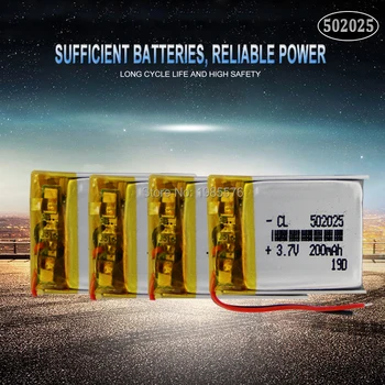 502025 3,7 V 200mAh de Polímero de Lítio Li-Po li ion Recarregável Bateria Para brinquedos alto-falante Tacógrafo GPS Bluetooth Lipo célula