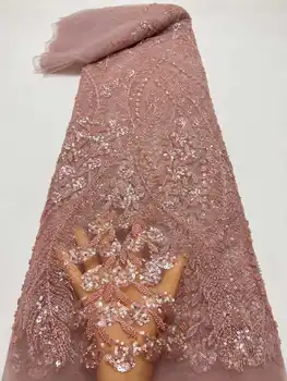 Luxo Vestidos De Noite 2023 Bordado De Alta Qualidade E Renda Francesa Tecido Africano Lantejoulas Frisado Tule Tecido Do Laço Para Costura