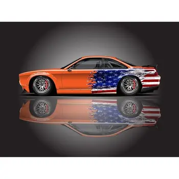 2Pcs Bandeira Americana Veículo Decoração, Carro de Corrida de Gráficos, Resumo Bandeira de Decalque, Elenco de Vinil de quebra, Tamanho Universal Carro Decal (Tipo 1)