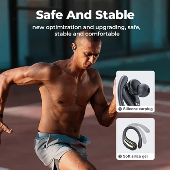 VOULAO Fones de ouvido sem Fio Bluetooth Fone de ouvido VL2 Abrir Over-ear Fones de Ouvido Bass Boost gancho de orelha Impermeável Fone de ouvido com Microfone para o Esporte