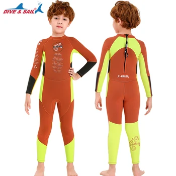 2,5 mm de Neoprene Térmica Maiô Completo roupas de Mergulho de Volta Zip Proteção UV Para criança Criança de Jovens Mergulho Surfar de Caiaque