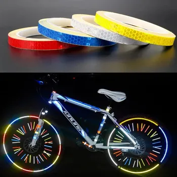 1pc Bicicleta Fita Reflexiva 1cmx8m Roda de PVC Fluorescente Moto Adesivo Tira de Fita Para o Ciclismo de Aviso de Segurança Acessórios do Exterior